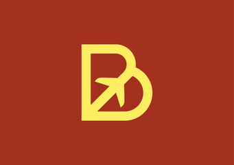 monogram letter B with airplane and arrow symbol