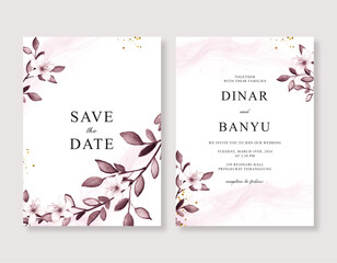 Beautiful wedding invitation with floral pink