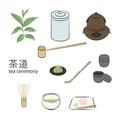 茶道の道具のイラストセット　名前なし