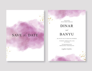 Purple watercolor brushes for elegant wedding invitations