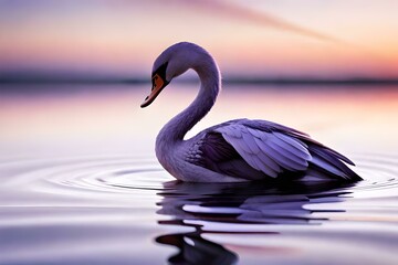 Proud swan on a lake, Generative AI