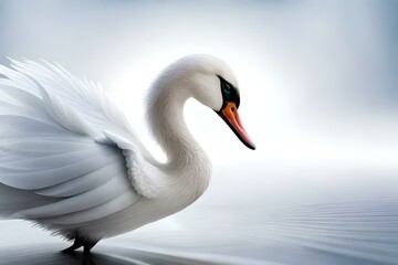 Obraz premium Proud swan on a lake, Generative AI
