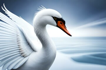 Obraz premium Proud swan on a lake, Generative AI