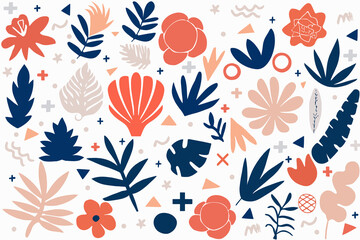 Abstract floral shape aesthetic element vector illustration. shapes pattern