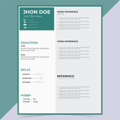 Professional Resume CV Template Layout
