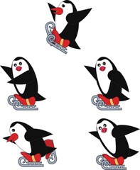 Cute baby penguin ice skating Pack
