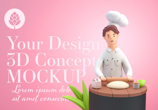 Man Cooking Concept Mockup