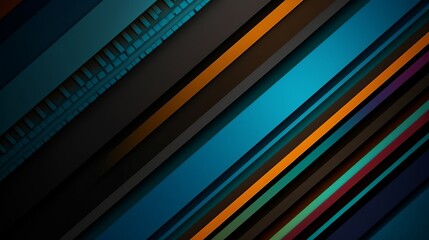 Obraz premium Colorful strips line layer background in modern style on golden background. Elegant decoration. Fabric pattern. Modern ai art. Dark luxury texture. Technology background.