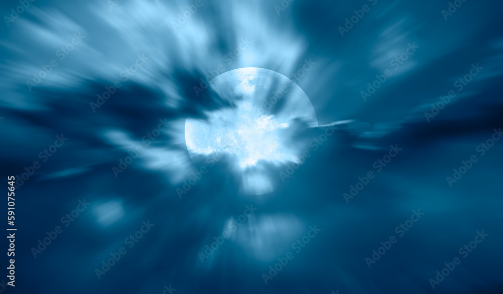 Aufkleber night sky with full moon in the clouds 
