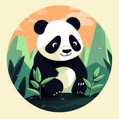 Panda standing on a rock in a realistic image