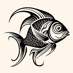 Fish vector for logo or icon, drawing Elegant minimalist style,abstract style Illustration