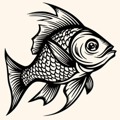 Fish vector for logo or icon, drawing Elegant minimalist style,abstract style Illustration