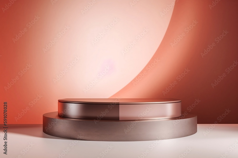 Poster red product podiums. background light and shadow. product display presentation. generative ai