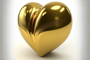 3D render of a golden heart design on a white background