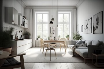 Fototapeta na wymiar Modern interior. scandinavian style, Generative AI