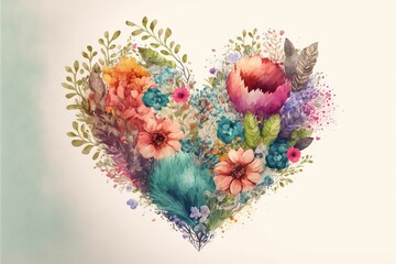 Digital render of colorful hearts forming a watercolor heart on a white background