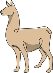 Single continuous line drawing of cute alpaca for company logo identity. Mountain llama mascot concept for national conservation park icon. Modern one line graphic draw design vector illustration