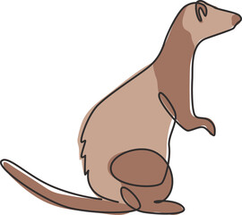 Single continuous line drawing of cute standing ferret for company logo identity. Domestic animal mascot concept for national conservation park icon. Modern one line draw design vector illustration