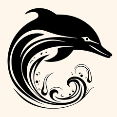 Dolphin vector for logo or icon, drawing Elegant minimalist style,abstract style Illustration