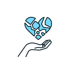 壊れた精神。助けが必要な人の心。壊れたハートのベクターイラスト素材。