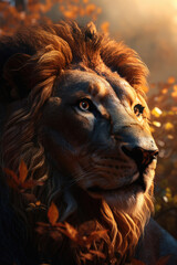 a lion very close, big lion head looks very lifelike created with Generative AI technology
