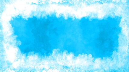 Bright blue clouds tonnel to heaven or paradise, frame for content - abstract 3D illustration