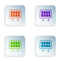 Color Solar energy panel icon isolated on white background. Set colorful icons in square buttons. Vector