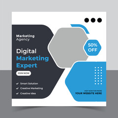 Digital marketing social media post banner template,
Creative Digital business marketing post banner template, Vector Promotion Square Banner Design