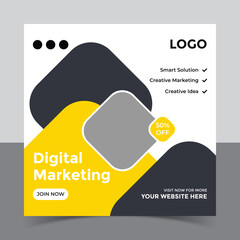 Digital marketing social media post banner template,
Creative Digital business marketing post banner template, Vector Promotion Square Banner Design