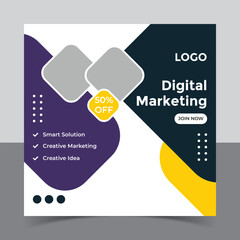 Digital marketing social media post banner template,
Creative Digital business marketing post banner template, Vector Promotion Square Banner Design