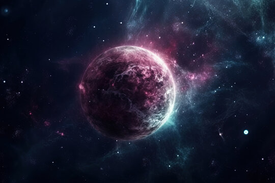 Nebula in outer space, planets and galaxy © Livinskiy