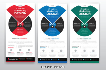 Modern Business Corporate DL Flyer Rack Card Template Unique Design for Office, Company, and Multipurpose Use with Creative Shapes and Idea