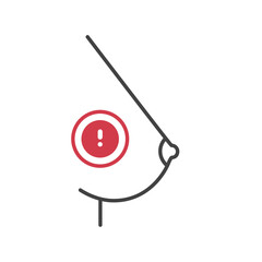 Outline style health care ui icons collection. Human organ disease concept. Vector linear illustration. Woman breast anatomy symbol. Exclamation mark. Design element for healthcare, mammography