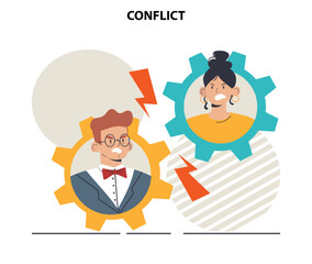 Conflict concept. Controversy or disagreement between people