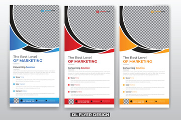 Modern Business Corporate DL Flyer Rack Card Template Unique Design for Office, Company, and Multipurpose Use with Creative Shapes and Idea