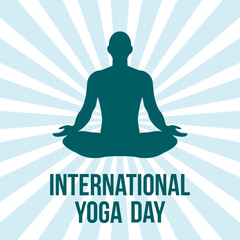 21 June Happy international yoga day banner or poster meditation yoga post. Vector illustration