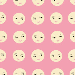 Feminine look, abstract personage, mascot design, funny face, cute icon