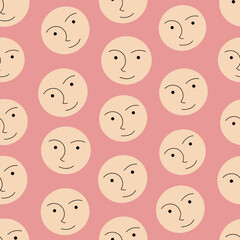 Feminine look, abstract personage, mascot design, funny face, cute icon