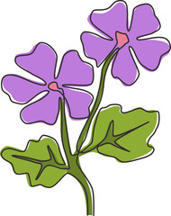 Single one line drawing of beauty fresh common mallow for home decor wall art poster print. Printable decorative malva sylvestris flower concept. Modern continuous line draw design vector illustration