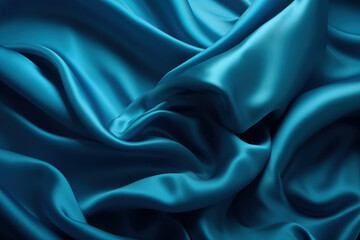 Obraz premium A swirl of silk, satin material in blue background. Generative AI.