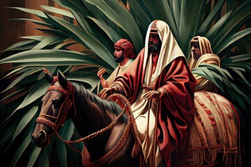 Fototapeta na wymiar PalmSunday on the occasion of Jesus' entry into Jerusalem