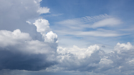 bright sunny sky with contrasting clouds