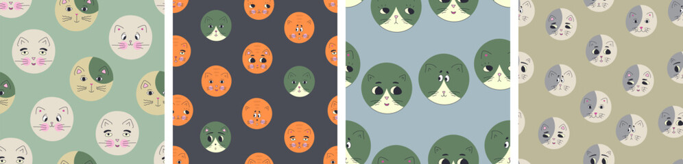 Naklejka premium Funny cat face, abstract personage, mascot design, funny face, cute icon