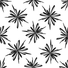 Abstract black doodle elements on white background. Zen vector seamless pattern. Best for textile, wrapping paper, package and home decoration.