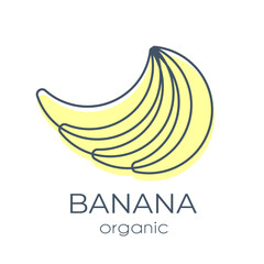 Fototapeta premium Single minimalist vector design element Yellow Banana on a white background 