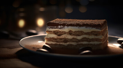 Decadent Tiramisu Up Close: A Tempting Treat for the Senses