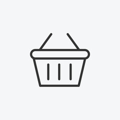 vector illustration of shopping basket icon on grey background for website and mobile app