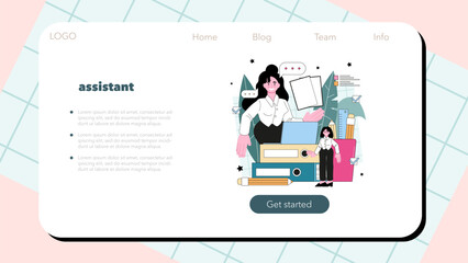 Personal assistant web banner or landing page. Professional help