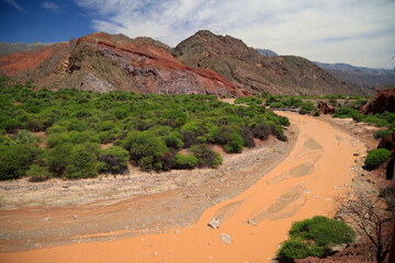 The orange color of Rio Las Conchas, Argentina