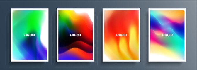 Bright liquid backgrounds. Vibrant color splashes. Vivid multicolored gradients for your creative graphic design. Vector illustration.